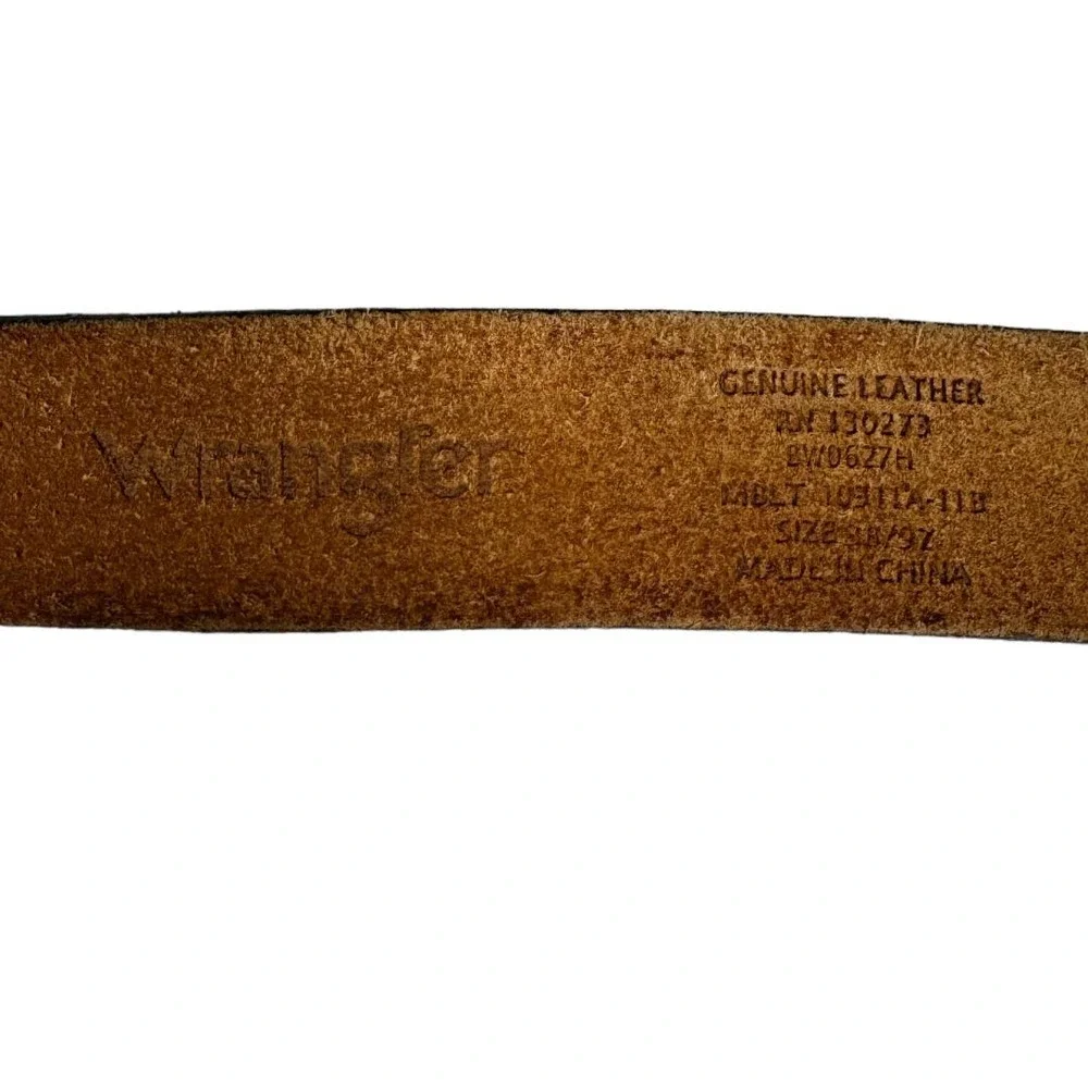 Wrangler Eagle Tooled Leather Belt Brown 38 Western Nature Boho Gorpcore Granola - Picture 5 of 5